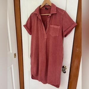 Gap Denim Popover Shirt Dress in Earthenware Red